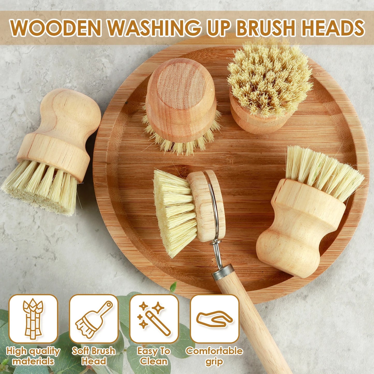 Eco-Friendly Dish Cleaning Brush Set - 5pcs