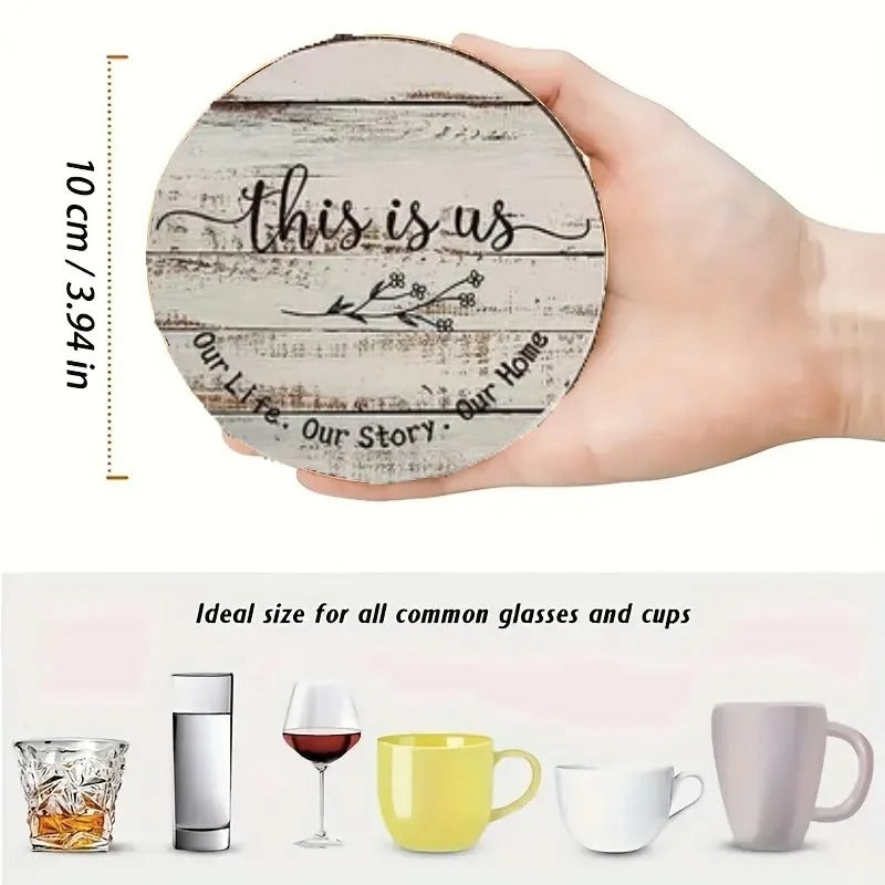 Rustic Quote Coaster Set Wooden – 6pcs