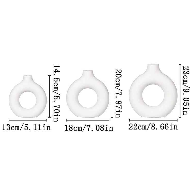 Nordic Plastic Circle Vase Set – 3pcs Modern Hollow Decor