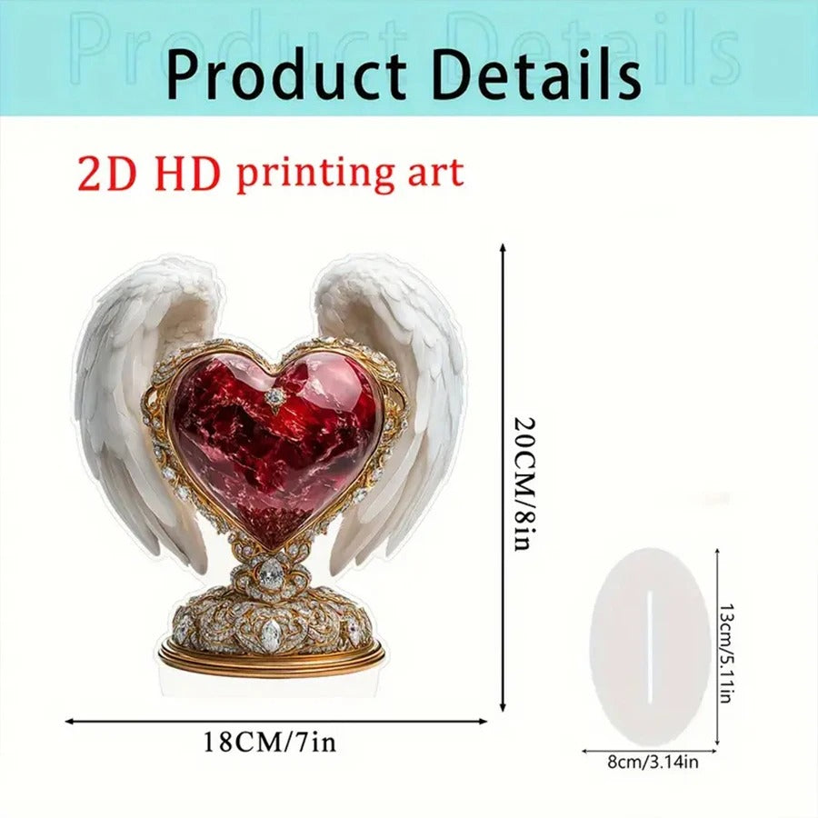 Angel Wings Heart Acrylic Decor