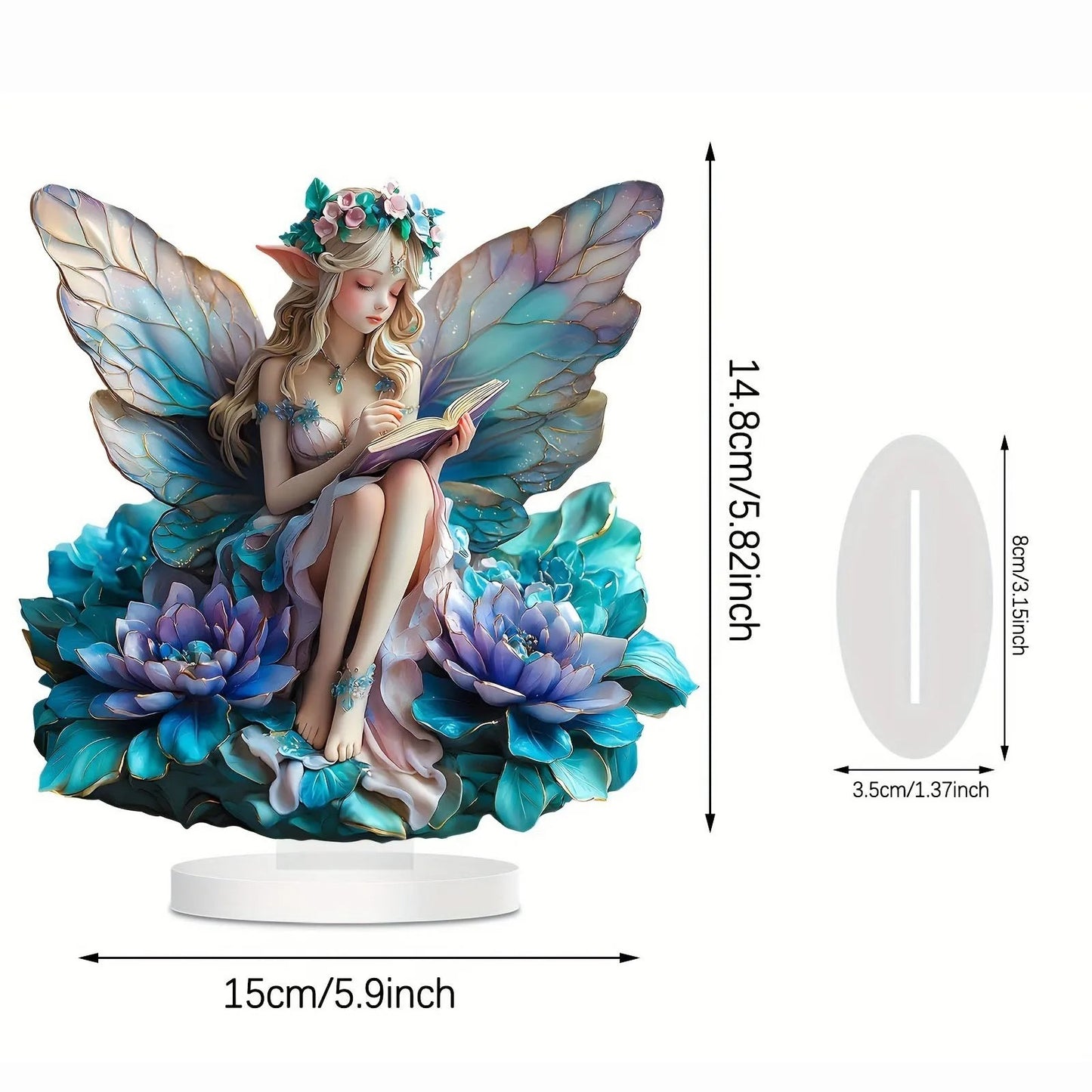 2D Acrylic Fairy and Book Tabletop Decoration