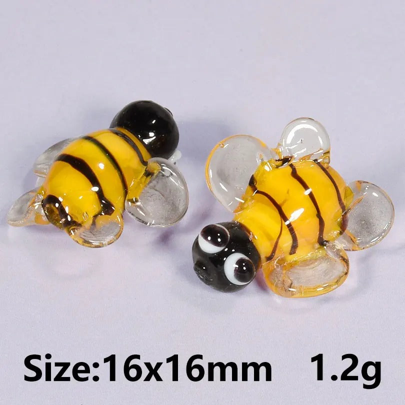 20pcs Mini Glass Bees for DIY Crafts
