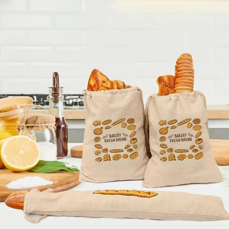 4pc Reusable Linen Bread Storage Bags