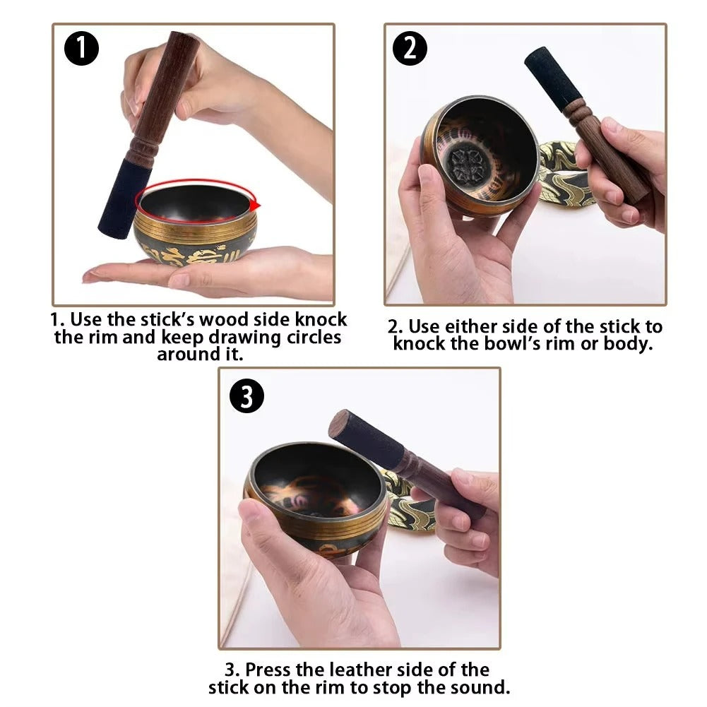 Tibetan Singing Bowl Set for Meditation and Sound Healing