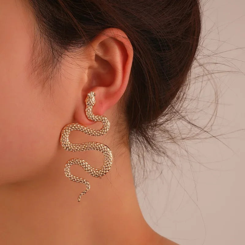 Textured Snake Statement Earrings