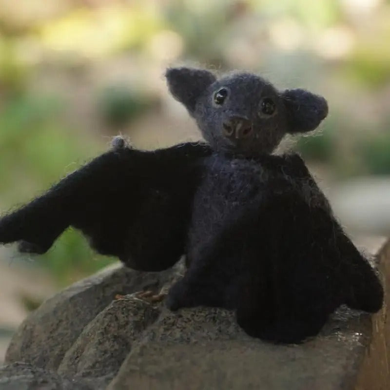 Needle Felted Bat – Handmade Halloween Animal Decor