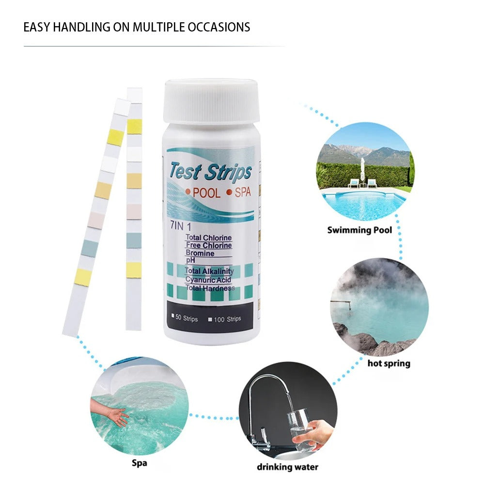 7-in-1 Pool & Spa Water Test Strips – 50pcs