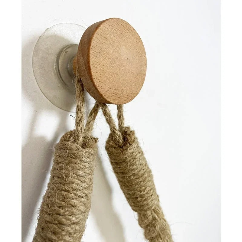 Rustic Rope Towel Holder – Nail-Free Wall Hook for Bathroom & Kitchen