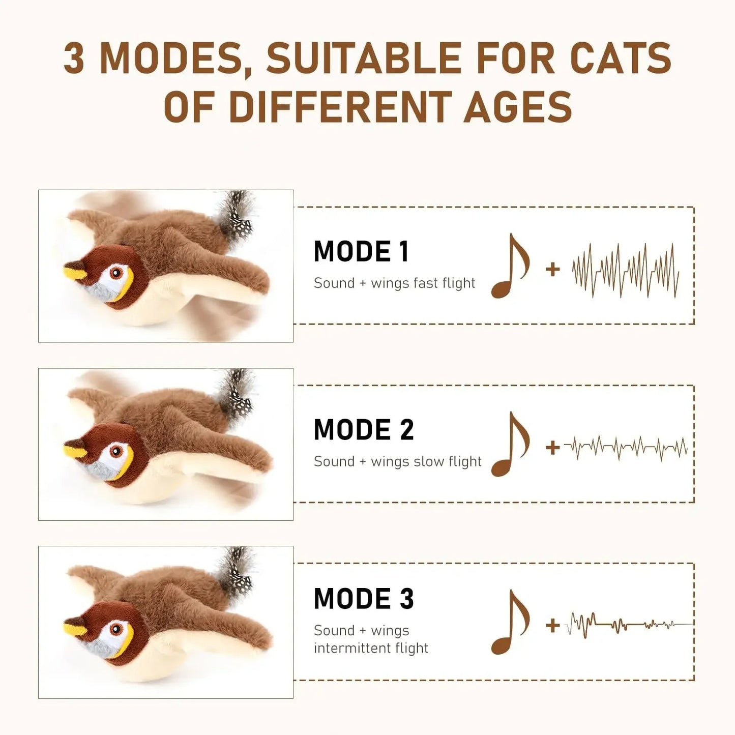 Interactive Flapping Bird Cat Hunt Toy