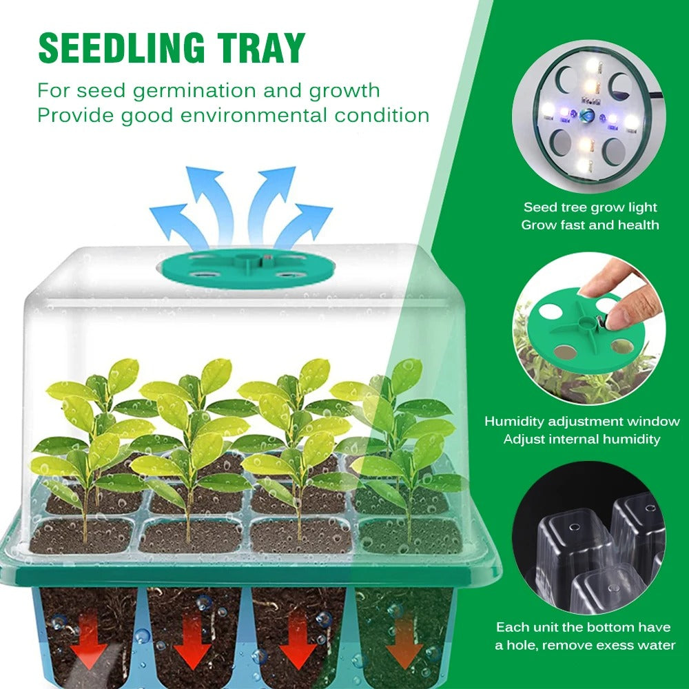 5-Pack Seed Starter Trays with LED Grow Lights