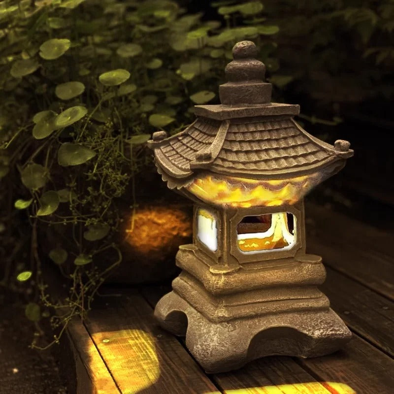 Solar LED Pagoda Lantern – Japanese Garden Light Statue