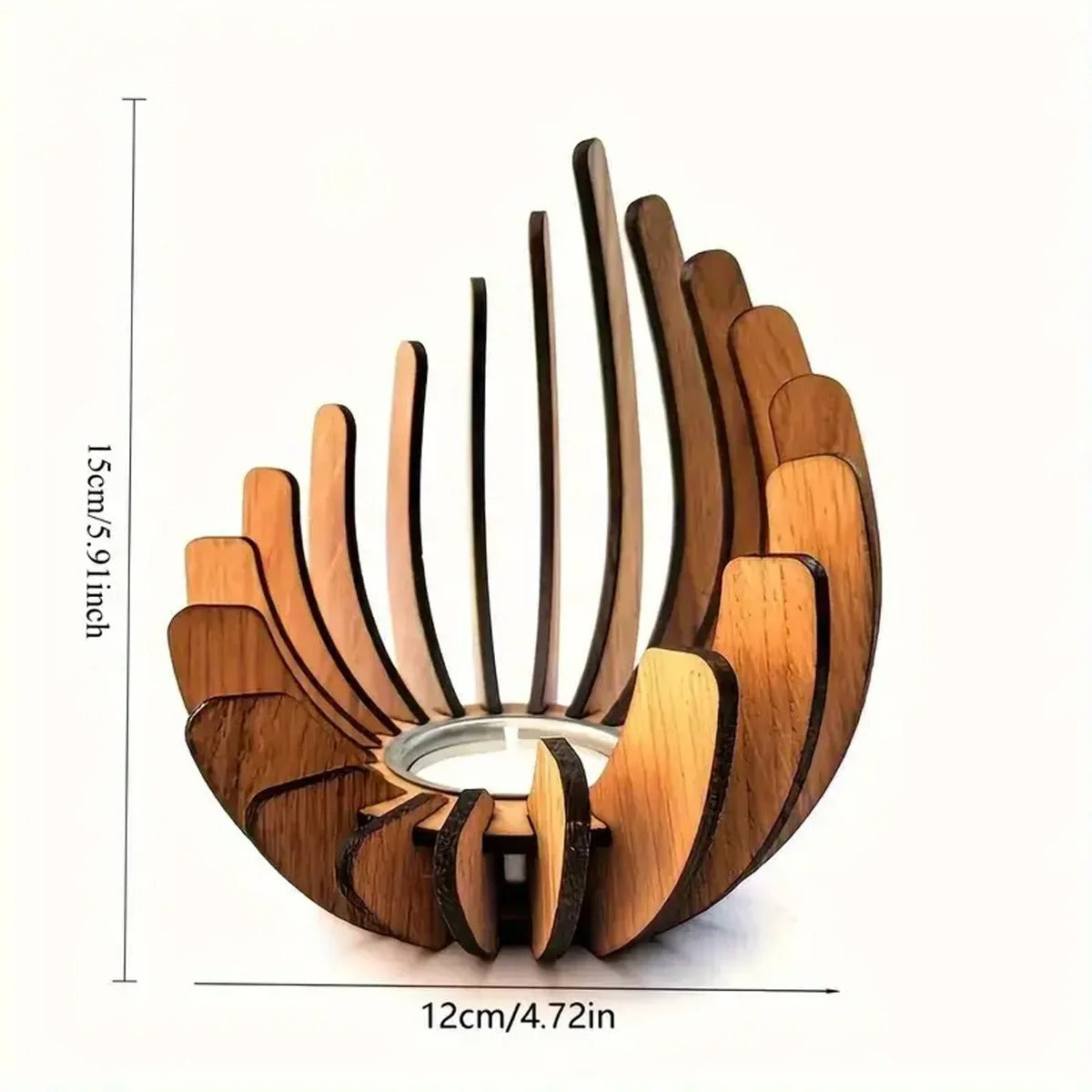 Hand-Assembled Wooden Lotus Candle Holder