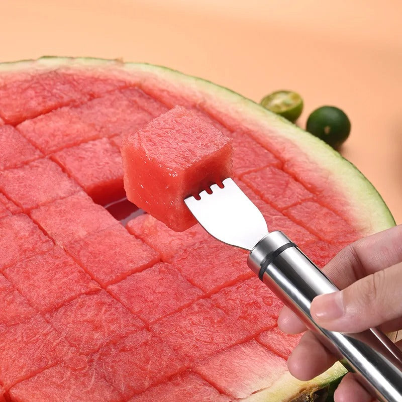 2-in-1 Stainless Steel Watermelon Cutter & Fruit Fork