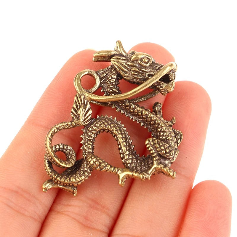 Retro Brass Dragon Figurine – Wealth & Prosperity Decor
