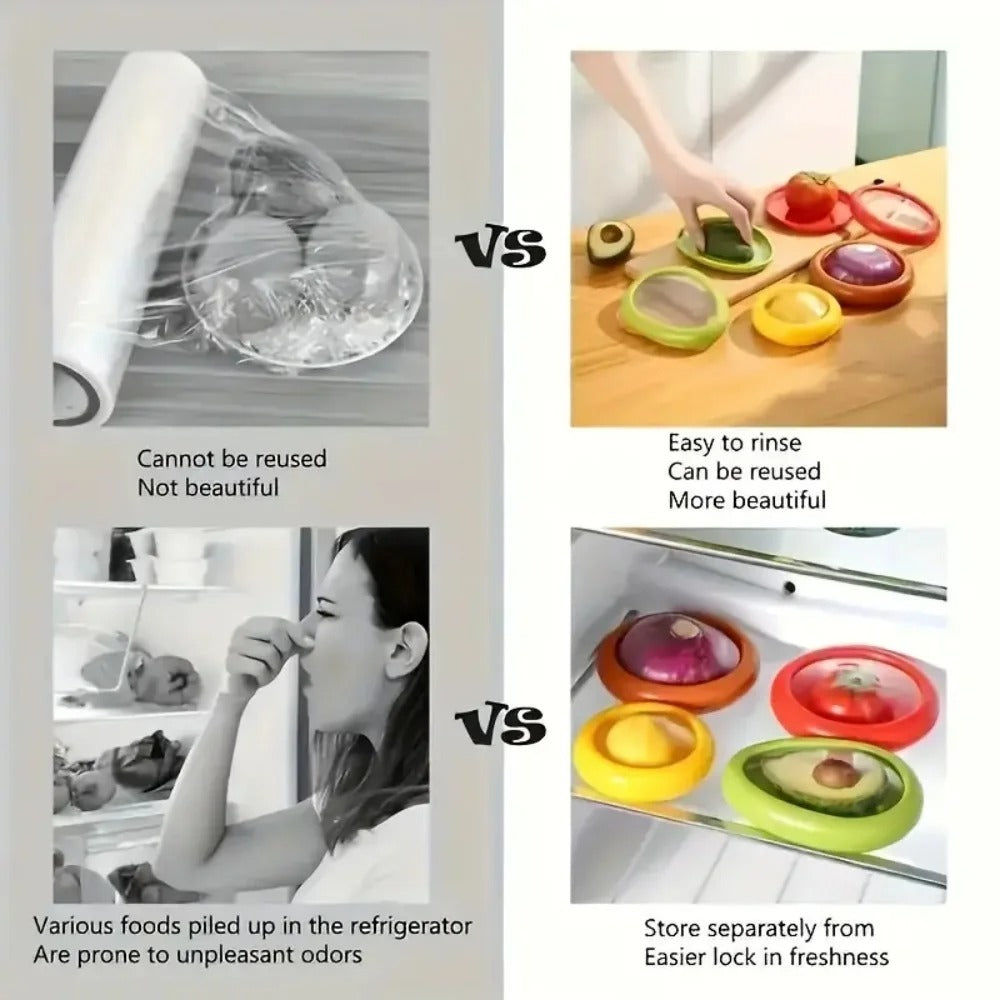 4pcs Reusable Silicone Food Savers
