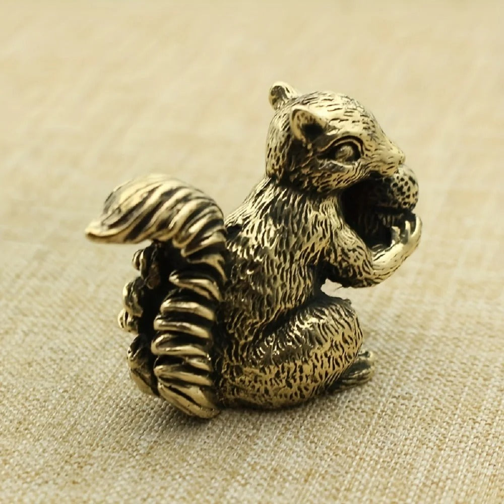 Antique Brass Squirrel Figurine – Solid Incense Holder