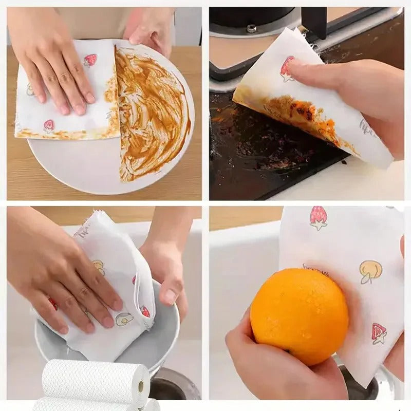 400pcs Reusable Kitchen Paper Towels – Wet & Dry Cleaning Cloth Roll
