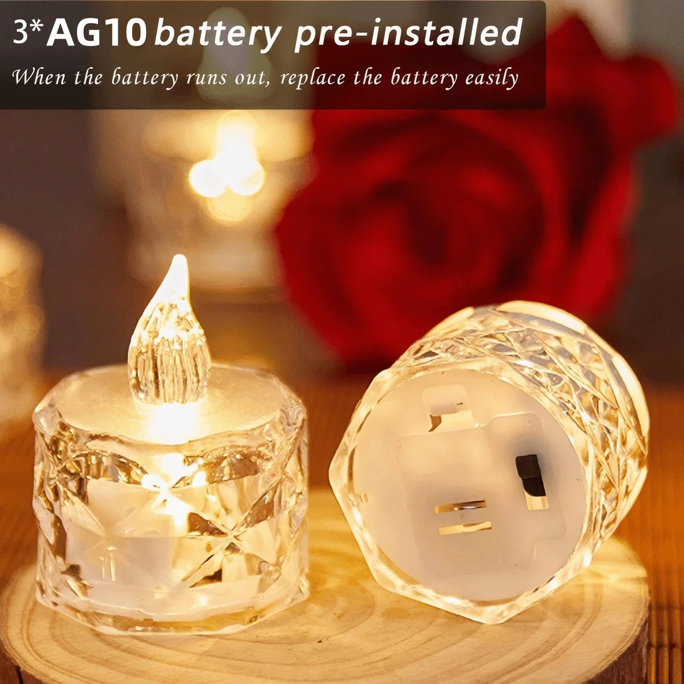4pcs Crystal Flameless LED Candles