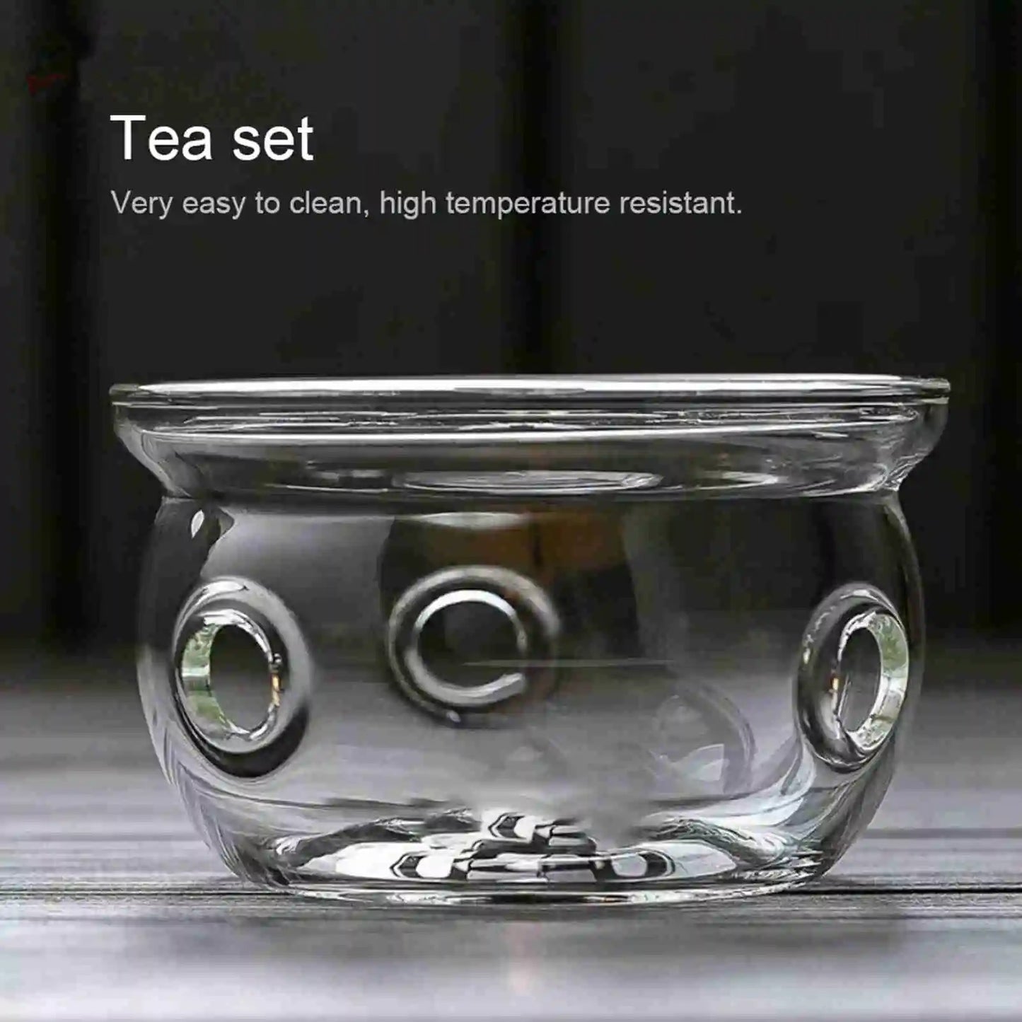 Glass Teapot Warmer with Candle Tray – Round Tealight Heater