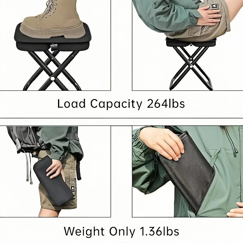 Foldable Camping Stool with Zipper Storage - 2pcs
