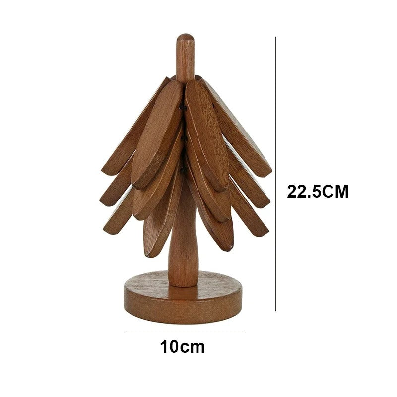 Tree Design Wooden Coaster Set - 3pcs