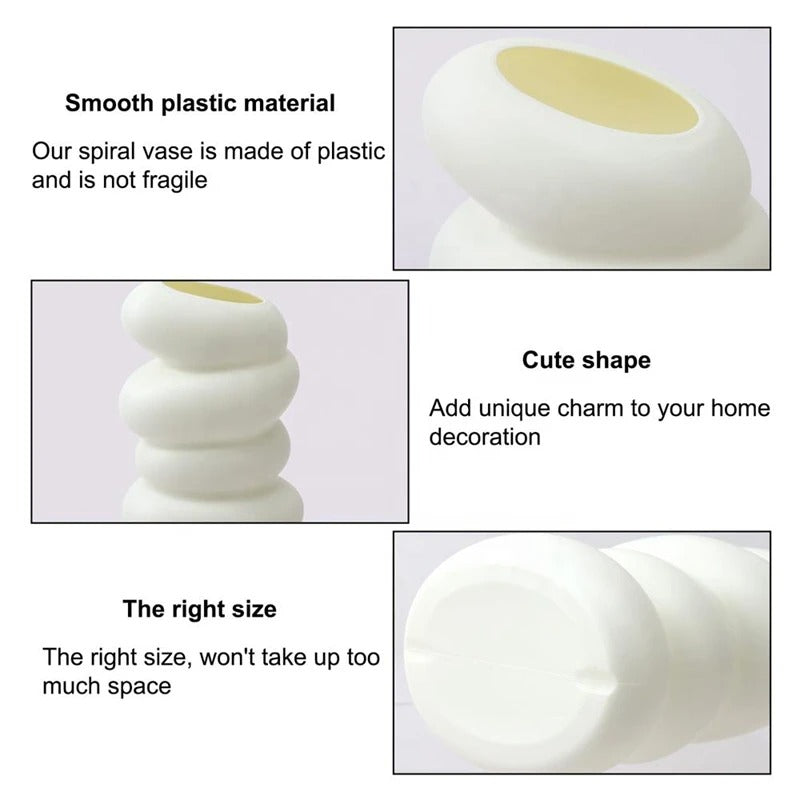 Spiral Plastic White Flower Vase – Nordic Style
