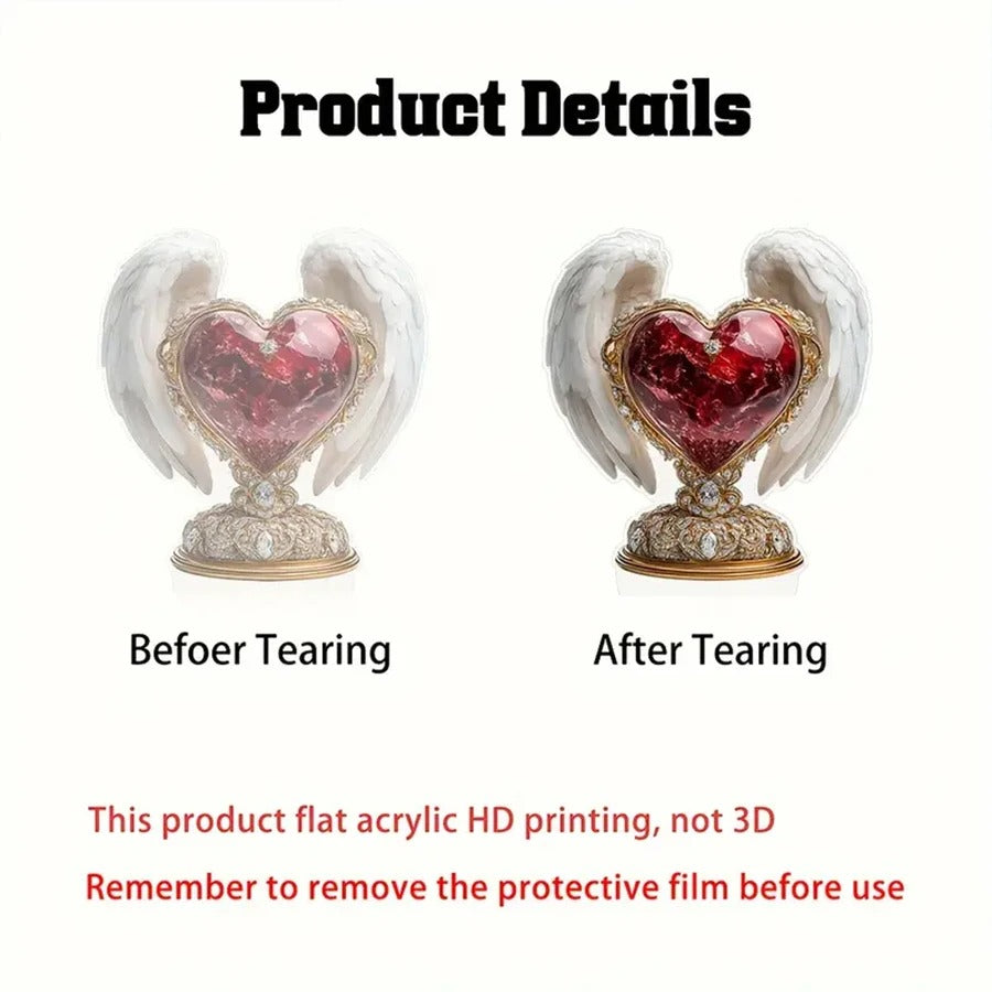 Angel Wings Heart Acrylic Decor
