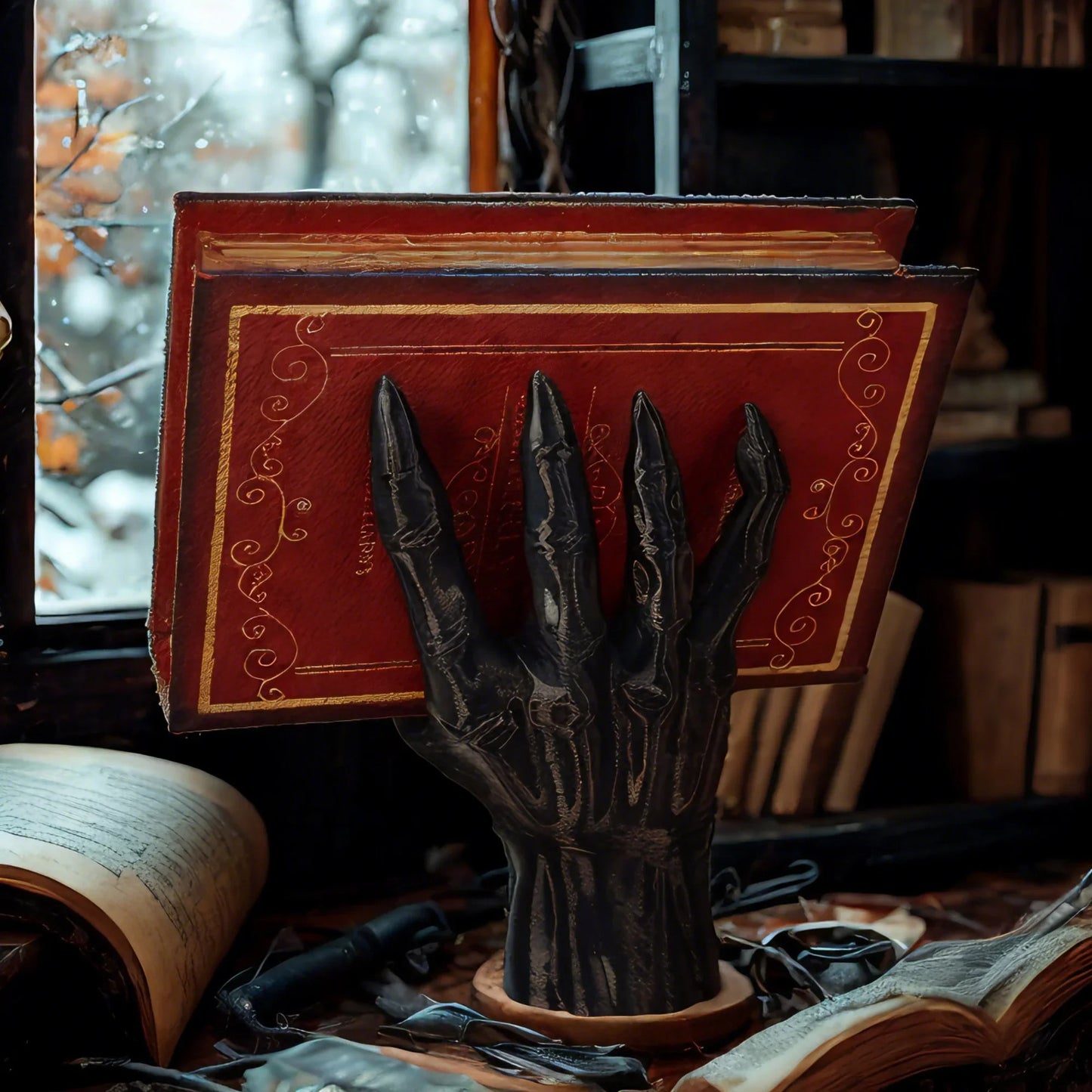 Gothic Skeleton Hand Book Holder