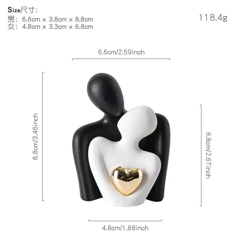 Romantic Couple Figurines – Ceramic Love Embrace Set (2pcs)