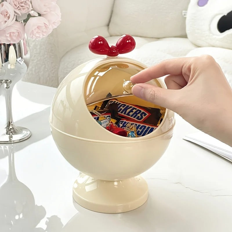 Cute Round Candy Storage Box with Transparent Lid