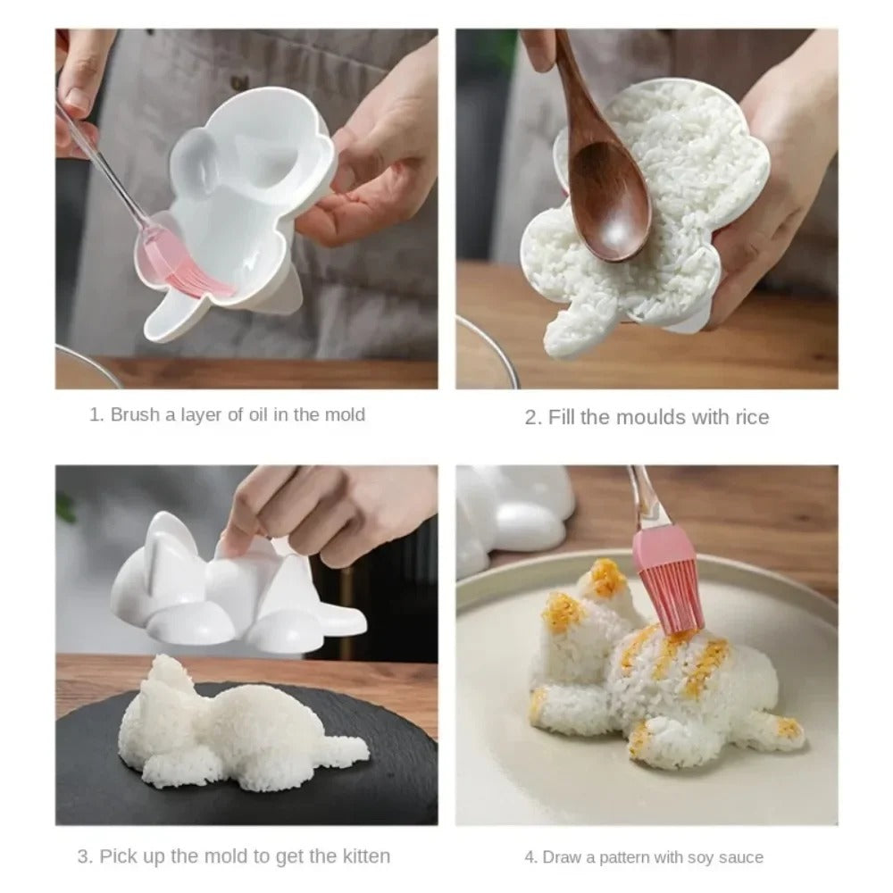 Cute Cat-Shaped Onigiri Rice Mold