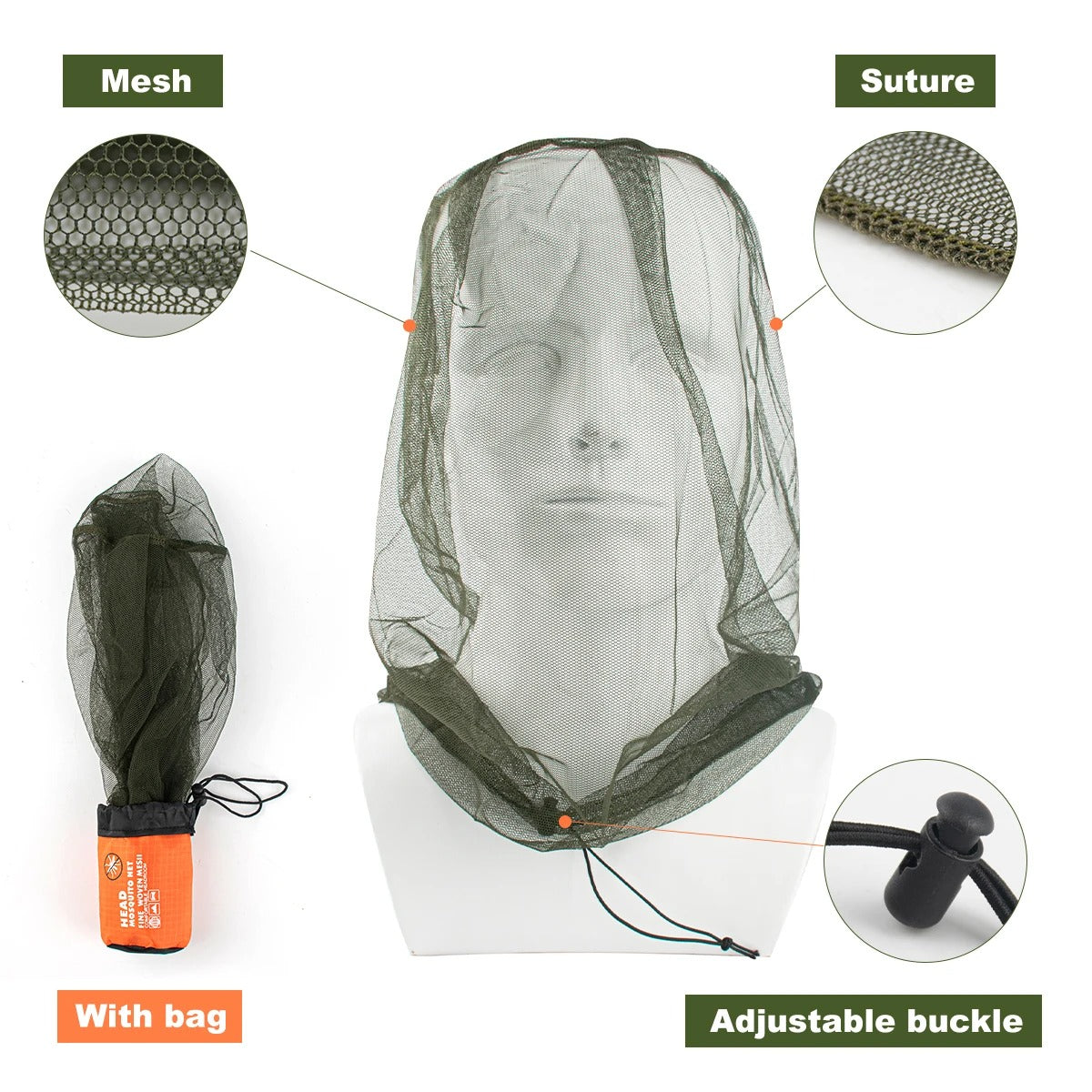 Mosquito Head Net for Camping , Hiking & Fishing