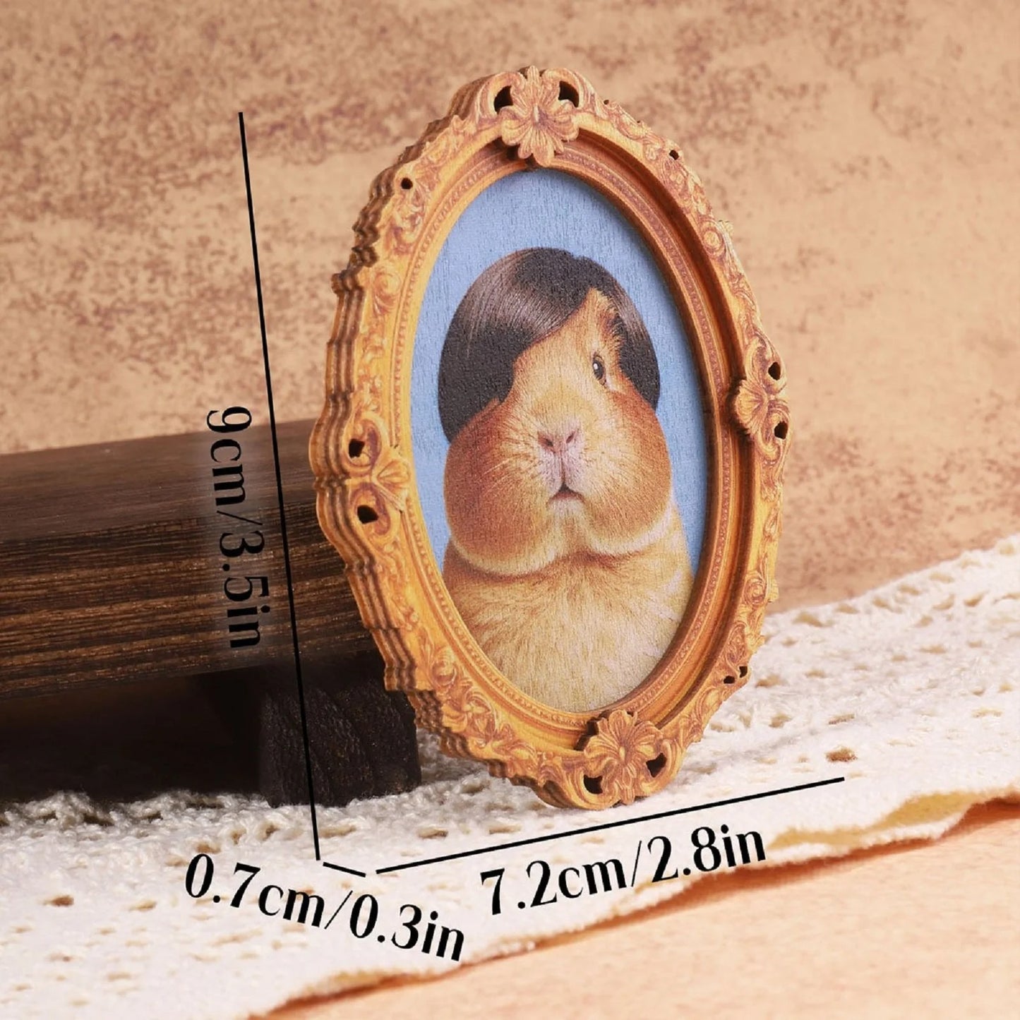 Vintage Wooden Guinea Pig Fridge Magnet Photo Frame