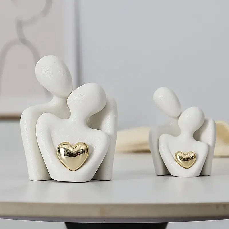 Romantic Couple Figurines – Ceramic Love Embrace Set (2pcs)