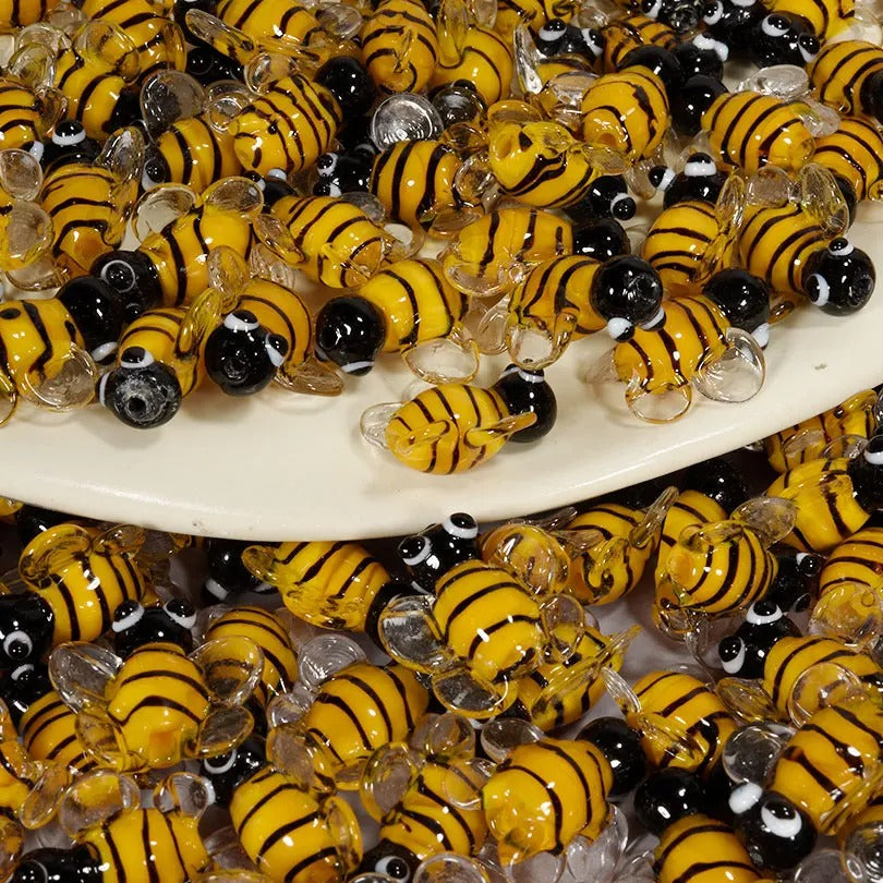 20pcs Mini Glass Bees for DIY Crafts