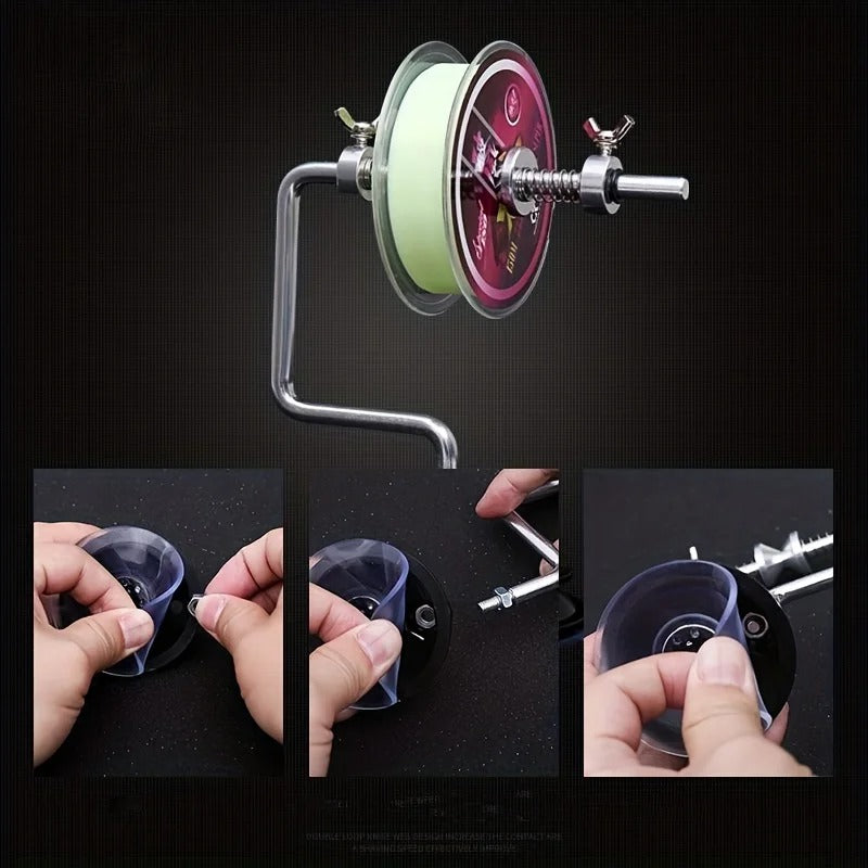 Aluminum Fishing Line Spooler – Suction Cup Reel Winder Tool