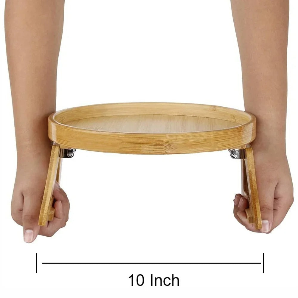 Bamboo Sofa Armrest Tray – Clip-On Drink & Snack Holder