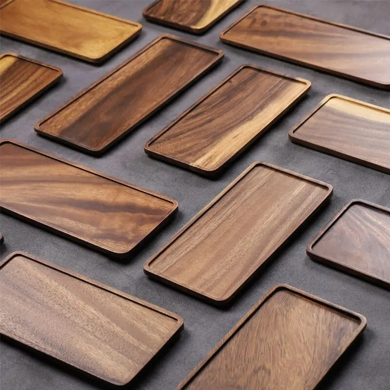 Natural Wooden Serving Rectangular Tray - 1pc