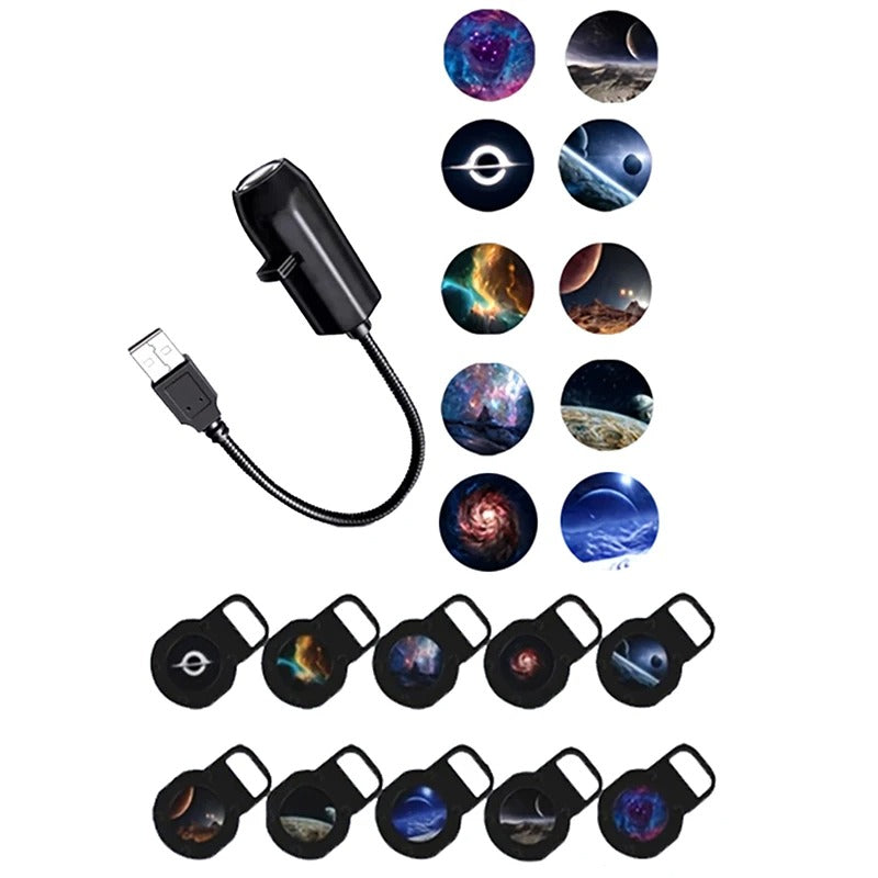 LED Galaxy Projector Night Light with 10 Interchangeable Space Films