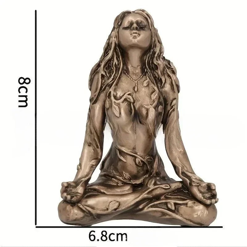 Earth Mother Gaia Resin Statue - Meditation Goddess Figurine