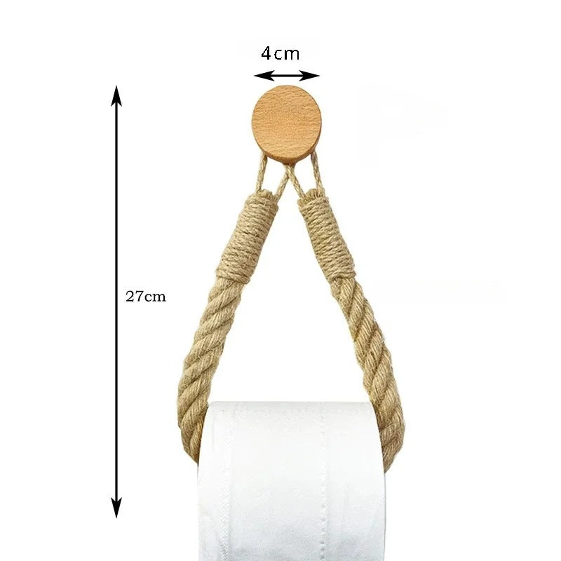 Rustic Rope Towel Holder – Nail-Free Wall Hook for Bathroom & Kitchen