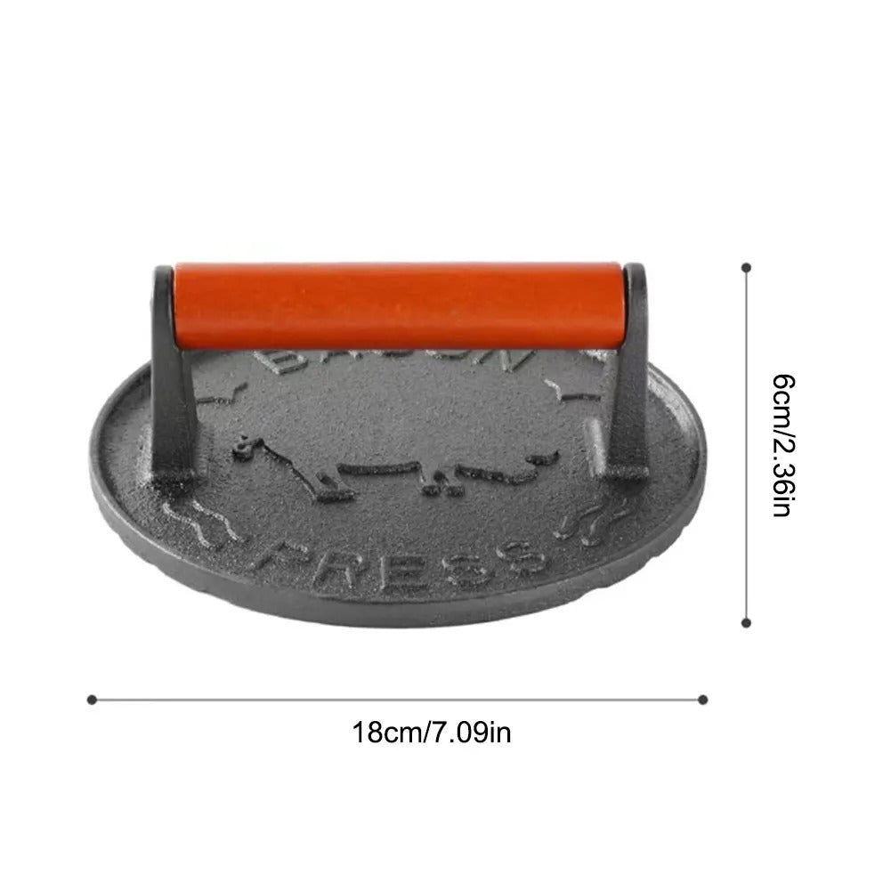 Cast Iron Flat Meat & Food Press – Heavy-Duty Masher