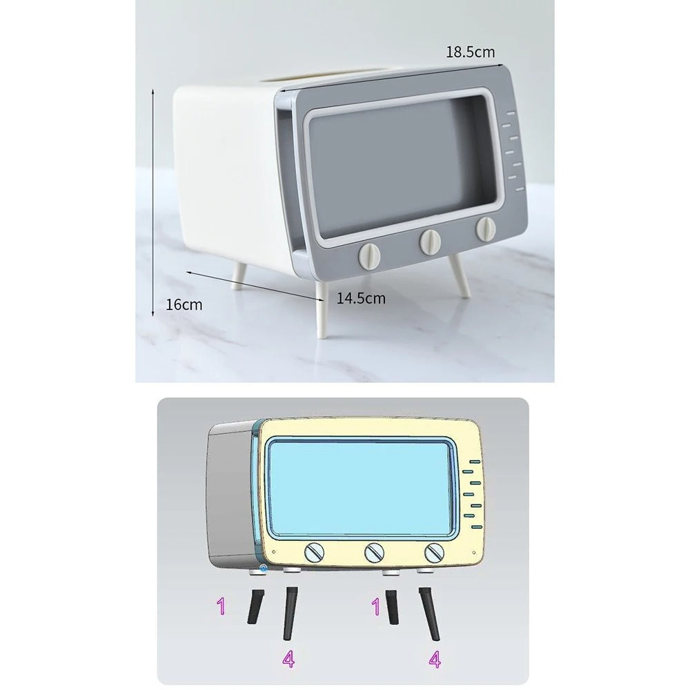 Retro TV Tissue Box with Phone Holder