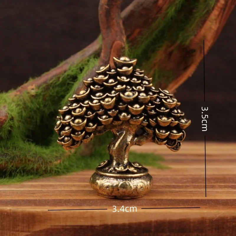 Brass Wealth Tree Figurines (Set of 2)
