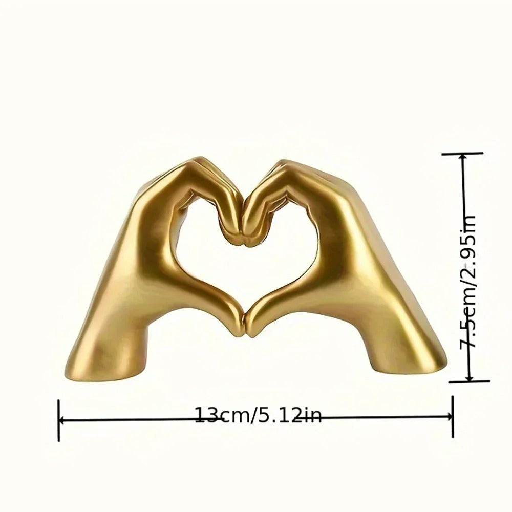 Heart Hand Gesture Statue – Modern Art Resin Sculpture