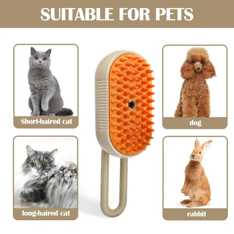 3-in-1 Cat Grooming Brush with Mist Spray – USB Rechargeable