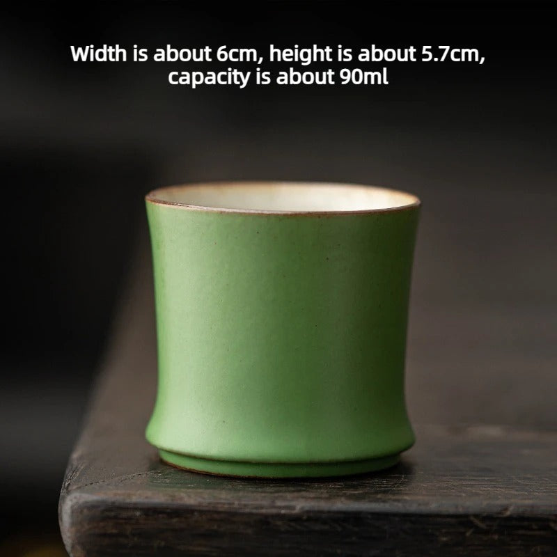 Bamboo-Inspired Ceramic Tea Cup Set