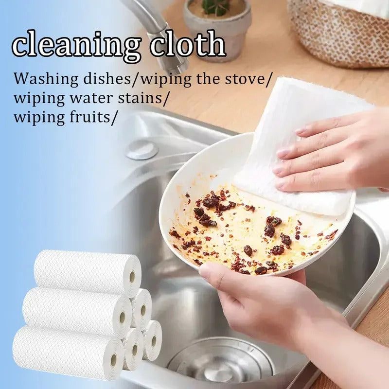 400pcs Reusable Kitchen Paper Towels – Wet & Dry Cleaning Cloth Roll
