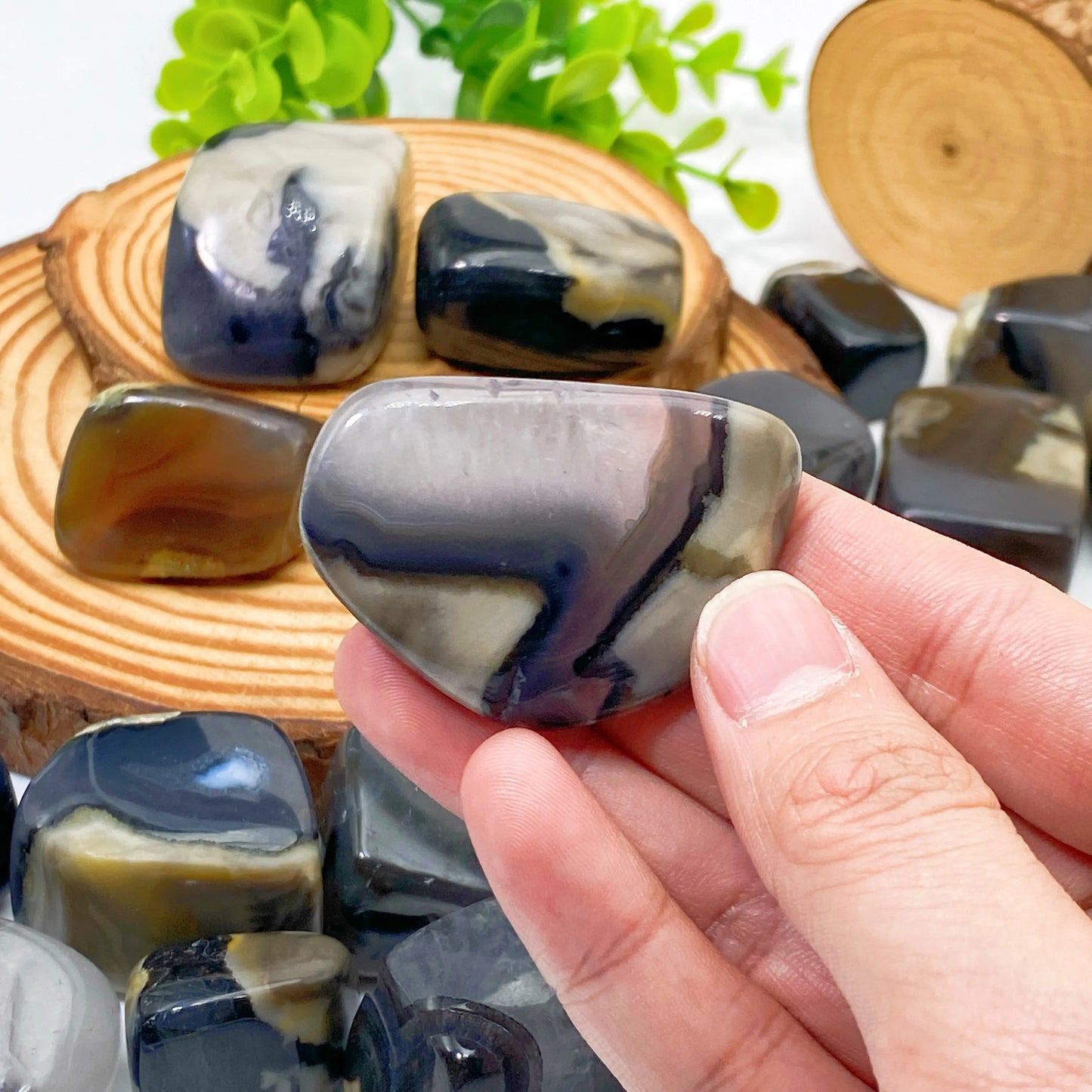 3-Piece Natural Volcanic Agate Crystal Set
