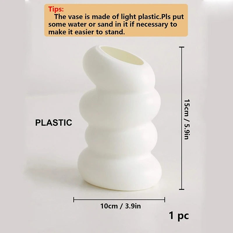 Spiral Plastic White Flower Vase – Nordic Style